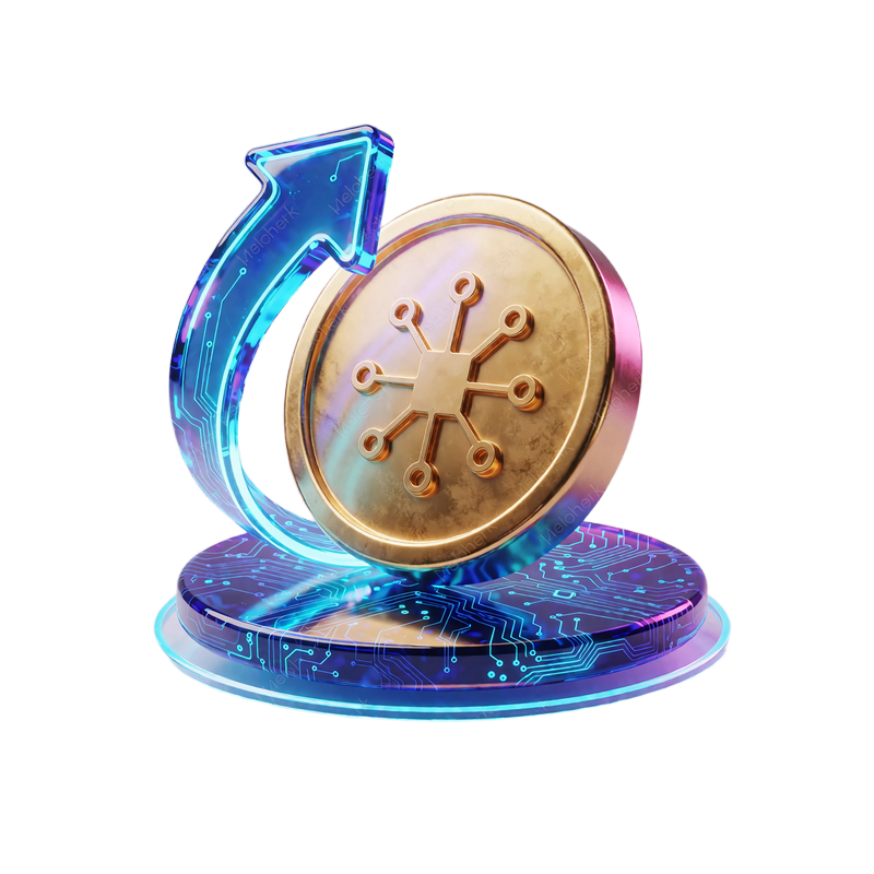 Guldm&oslash;nt med en bl&aring; pil, der buer tilbage - symbol for instant rakeback hos Winna Casino